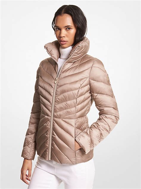 michael kors logo trim puffer jacket|michael kors packable puffer.